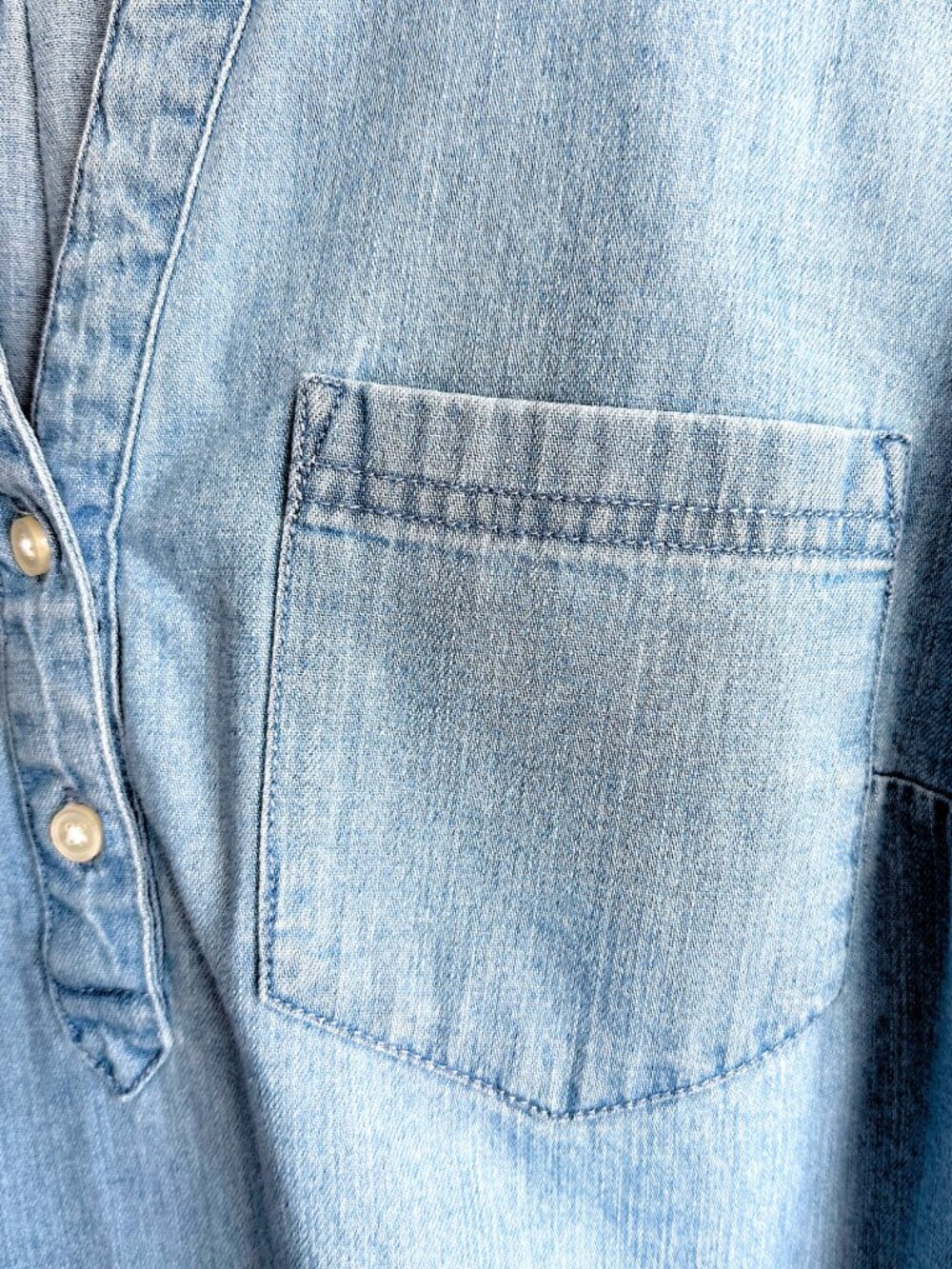 J Crew Blue Chambray Popover Henley Long Sleeve Shirt Size Small Denim Top - Picture 4 of 10